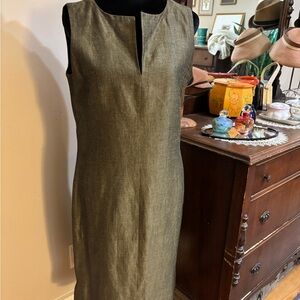 Sleeveless Olive Sheath Dress